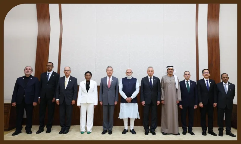 Premiér Naréndra Módí s národními bezpečnostními poradci zemí BRICS, Nové Dillí, 23. června 2026