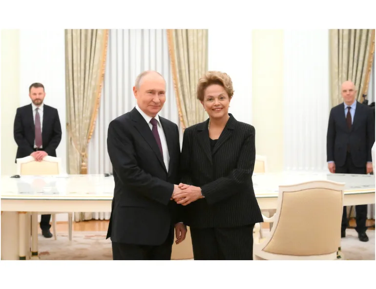 Prezidentka NDB Dilma Rousseffová a prezident Vladimir Putin, Kreml, 13. května 2026